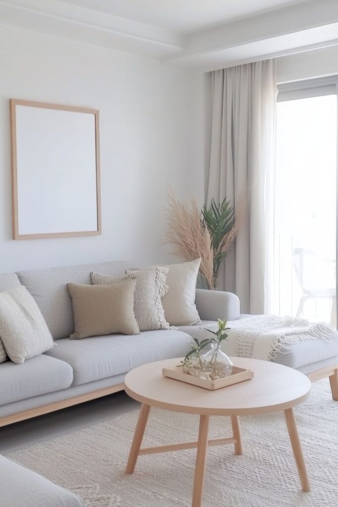 Small-space-decorating-idea-of-a-Light-beige-living-room-with-a-table-in-the-center.