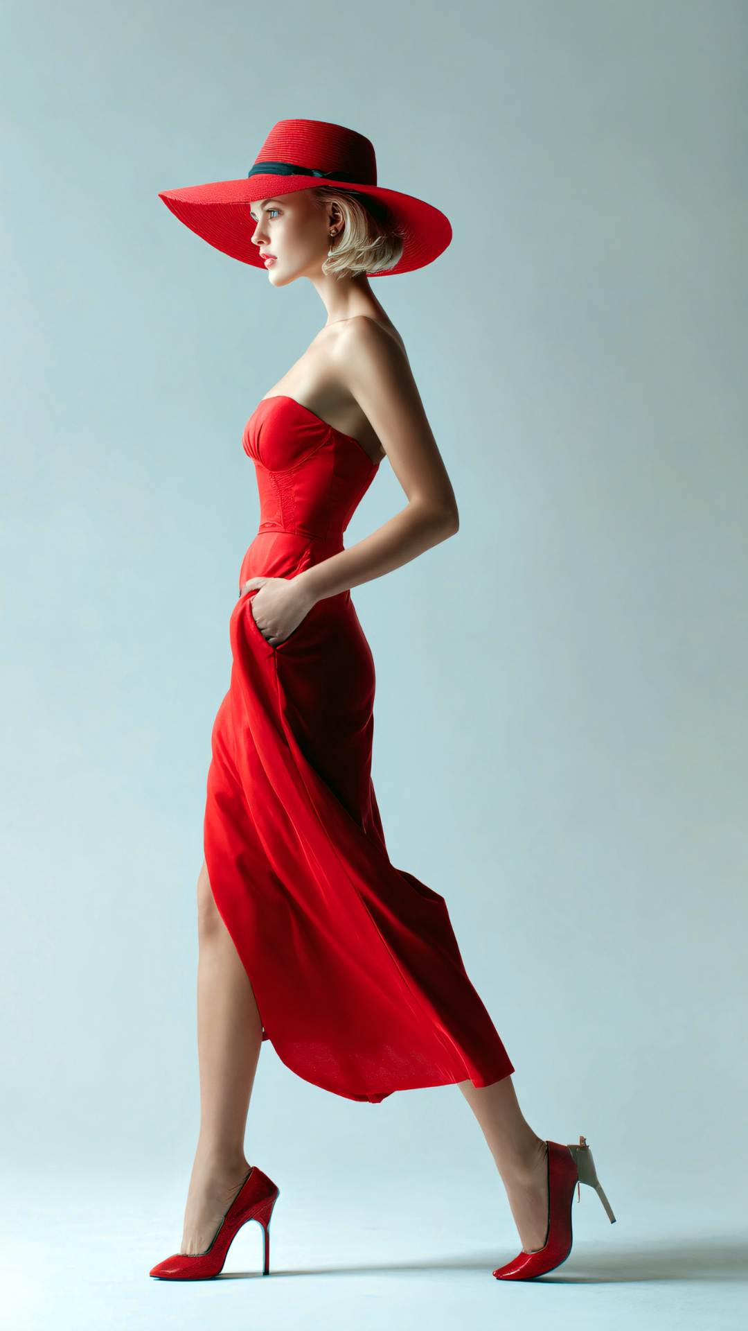 A-featured-image-of-valentine's-day-outfit-idea-showing-a-woman-wearing-a-red-gown-and-a-red-hat