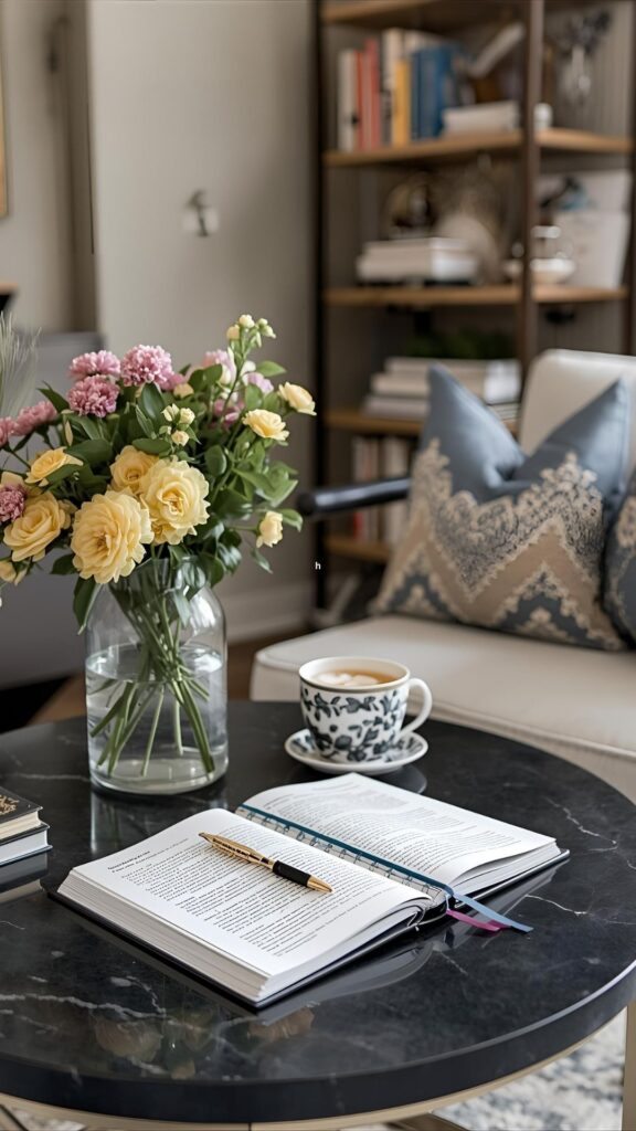 Personal-Touches-like-reading-table-a-flower-verse-and-a-note-book-on-the-table
