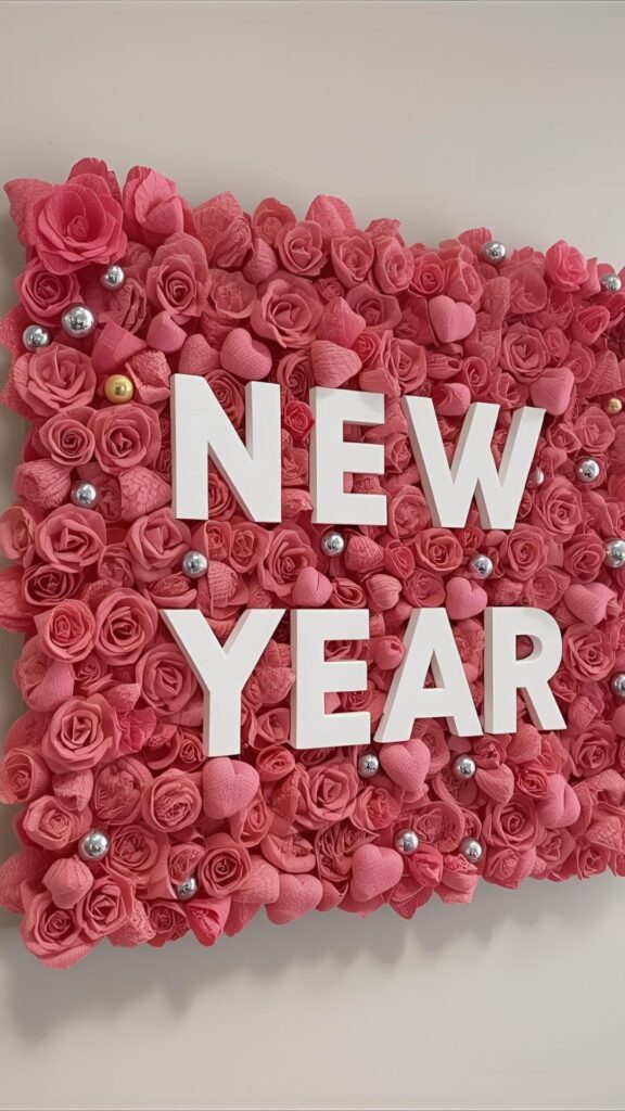 A-flowered-pink-wall-art-written-new-year