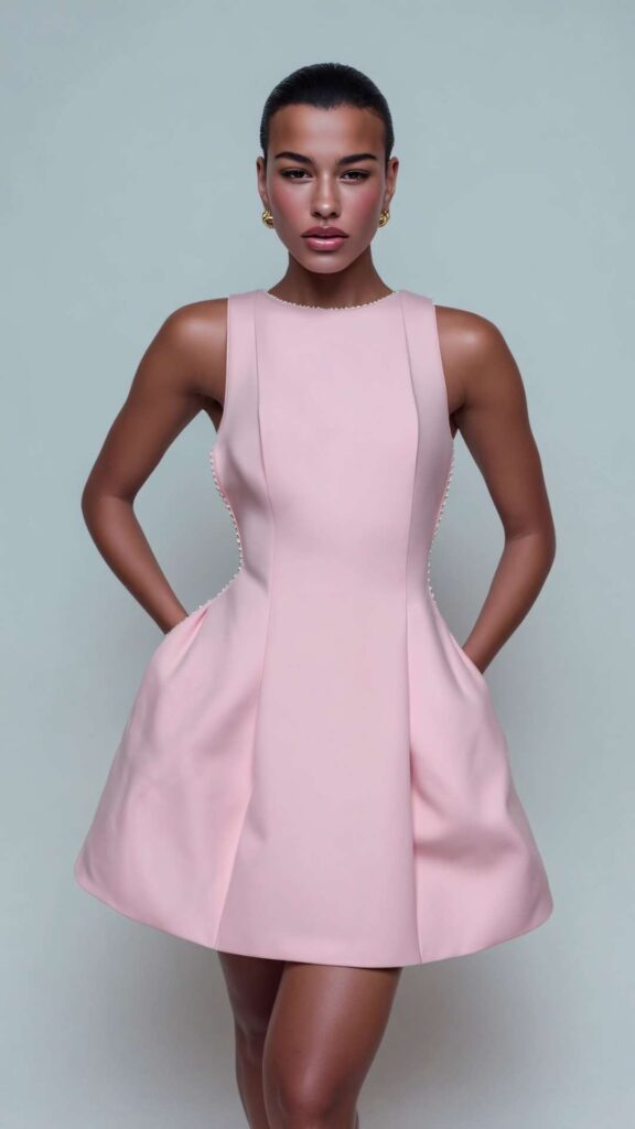 A-picture-of-a-girl-wearing-a-light-pink-gown-as-a-dress-code-ideas-for-a-new-year's-party