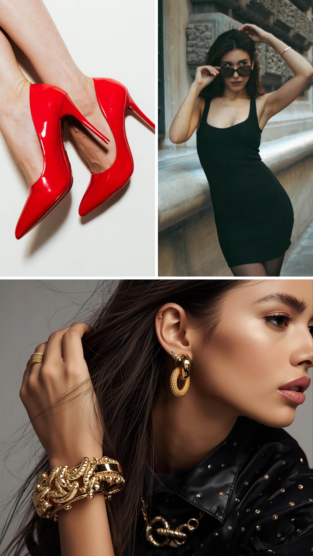 Red-heels-woman-in-a-short-body-hugging-dress-and-a-woman-showcasing-jewelry-for-a-date-night