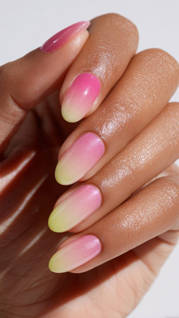 A-woman-with-painted-Sparkly-Confetti-New-Year-Nail-Designs