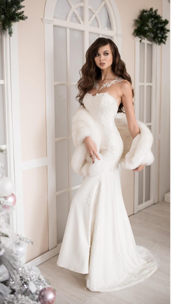 A-woman-wearing-long-white-dress