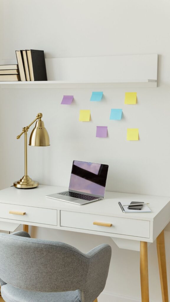 Home-office-showing-a-well-organized-corner-for-work-as-feminine-office-ideas