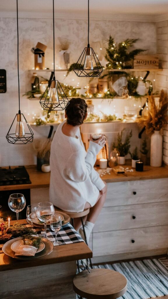 Kitchen-home-decor-for-easter-showing-lights