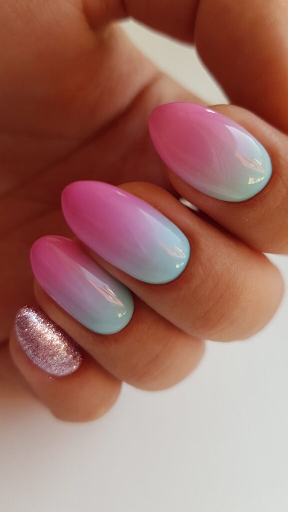 Lignt-pink-and-sky-blue-nails-for-coachella