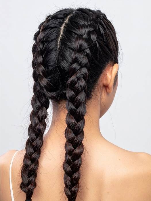 A-woman-on-two-dutch-braid