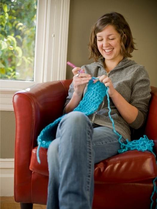 A-picture-of-a-woman-showing-Beginner-Friendly-Knitting-Projects-for-Adults-Anyone-Can-Make