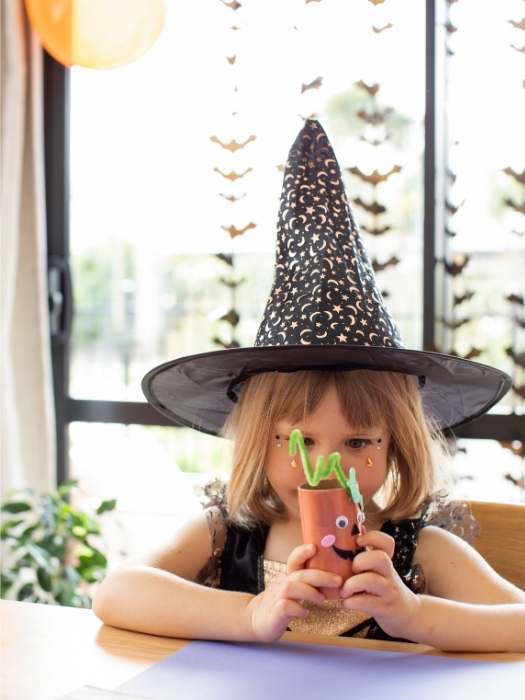 Halloween-Popsicle-Stick-Witch-Craft-for-Easy Halloween Crafts for Preschoolers to Make at Home