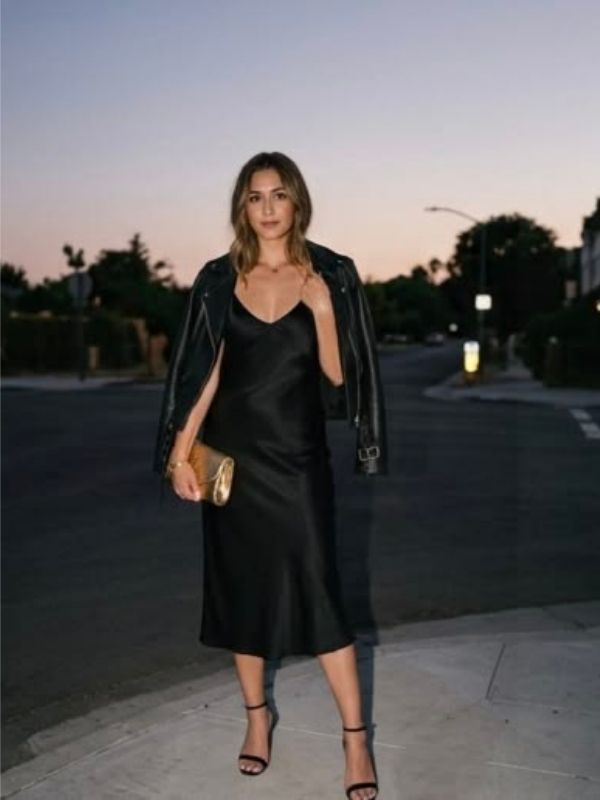 Leather-Jacket-with-a-Satin-Slip-Dress