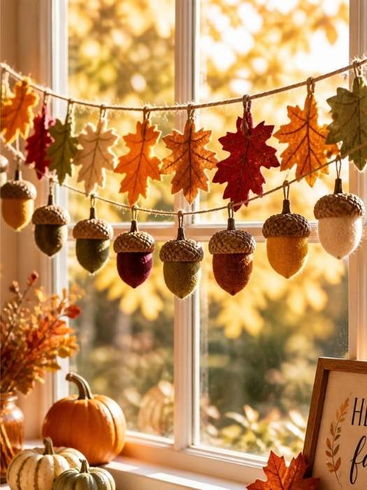 DIY-Acorn-Garland-hanged-on-the-window