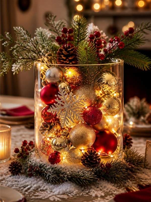 DIY-Christmas-Table-Centerpiece-With-a-Glass-Vase