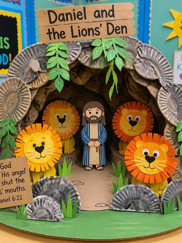 Daniel-and-the-Lions-Den-Paper-Plate-Cave-Craft. 