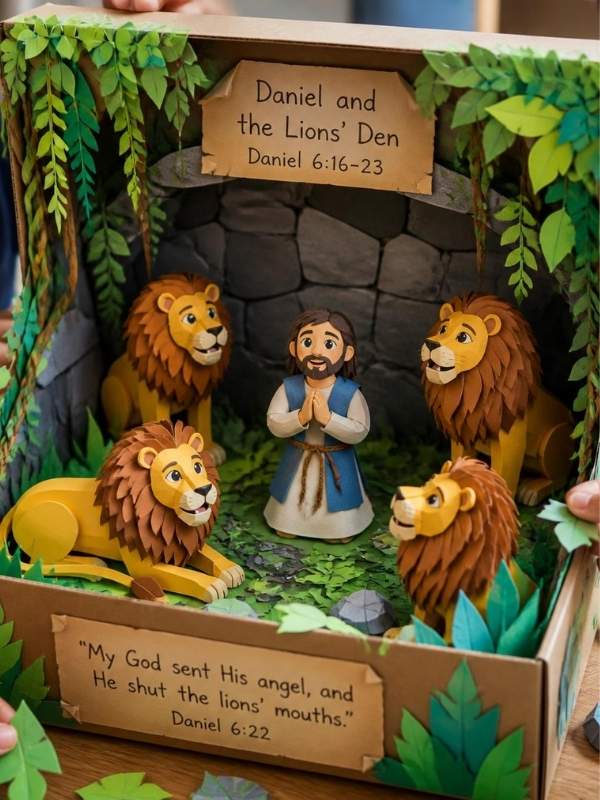 Daniel-and-the-Lions-Den-Shoebox-Diorama-as-15-easy-daniel-and-the-lions-den-craft-ideas-that-help-kids-learn-the-bible-story