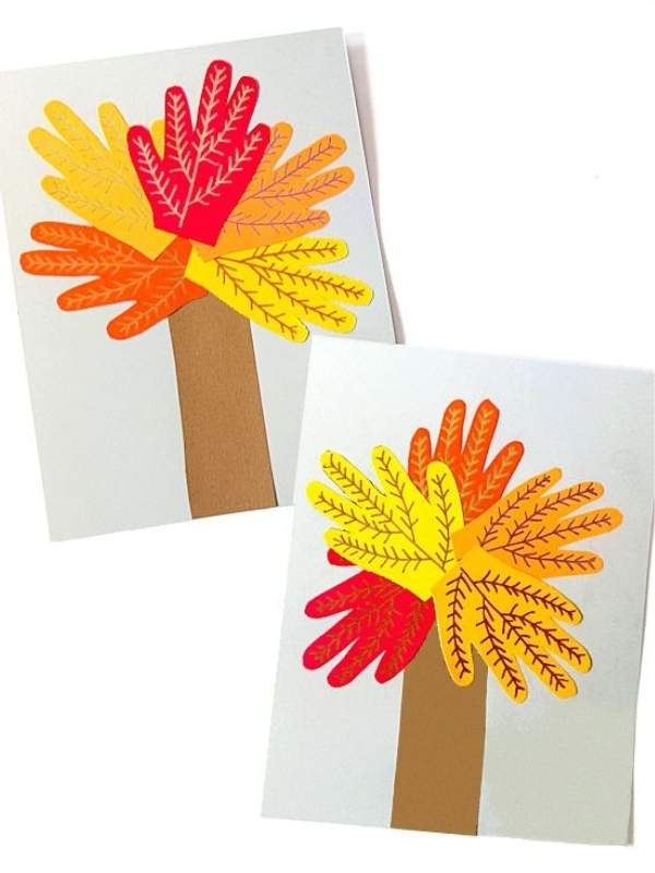 Handprint-Fall-Tree-Craft-showing-a-tree-with-the-leaves-done-with-handprint