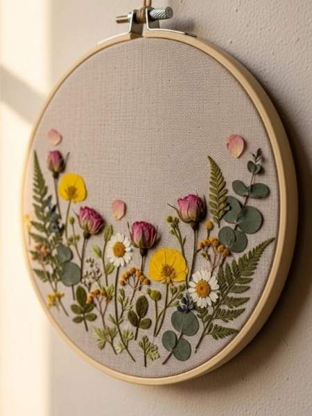 Pressed-Flower-Embroidery-Hoop-Art.