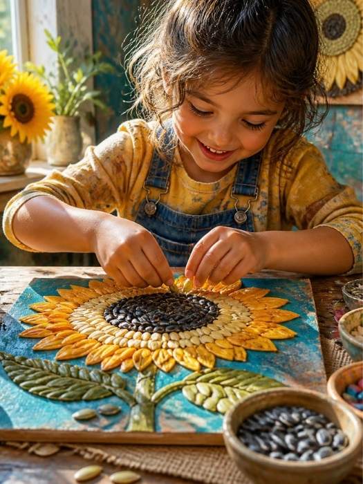 Sunflower-Seed-Mosaic-Craft