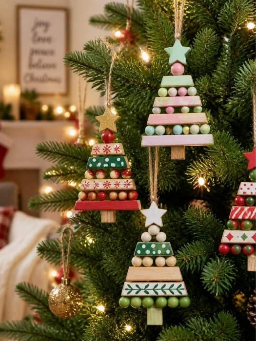 Wooden-Bead-Christmas-Tree-Ornaments