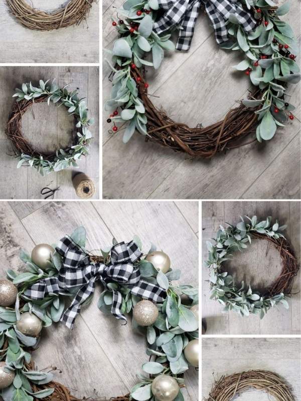 An-image-showing-the-different-steps-on-how-to-make-a-christmas-seasonal-wreath