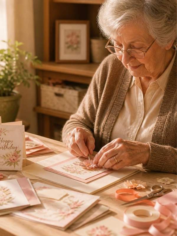 Handmade-Greeting-Cards-done-by-a-senior-while-sitting-on-a-chair