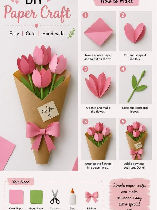  An-image-showing-steps-on-how-to-make-Paper-Flower-Bouquet-crafts-for-senior