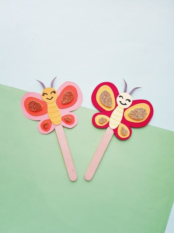 Image-of-Popsicle-Stick-Butterfly-showing-picture-of-a-butterfly-attached-with-popsicle-stick