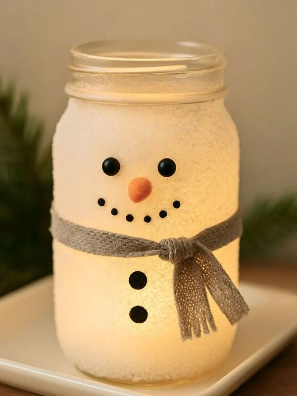 DIY-Snowman-Decorations-Using-Glass-Jars