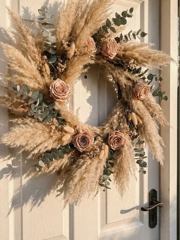 An-Image-showing-picture-of-Dried-Flower-Wreath-placed-on-the-door