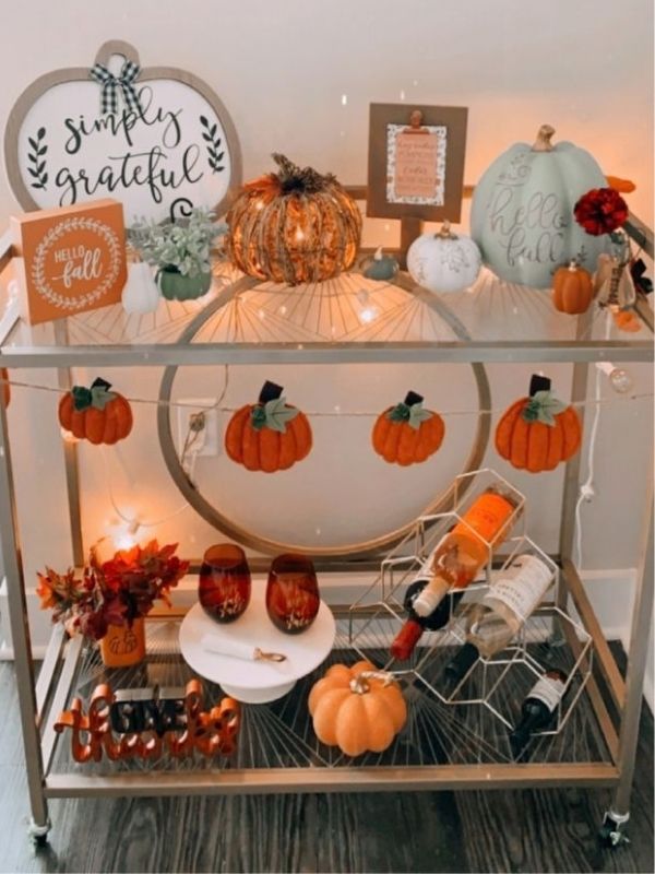 Iamge-of-fall-bar-cart-with-pumpkins-in-the-cart