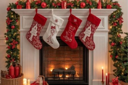 Featured-Image-of-christmas-mantel-decor-showing-a-well-decorated-mantel