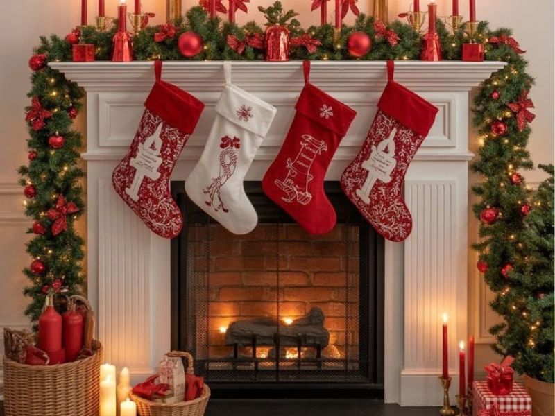Featured-Image-of-christmas-mantel-decor-showing-a-well-decorated-mantel