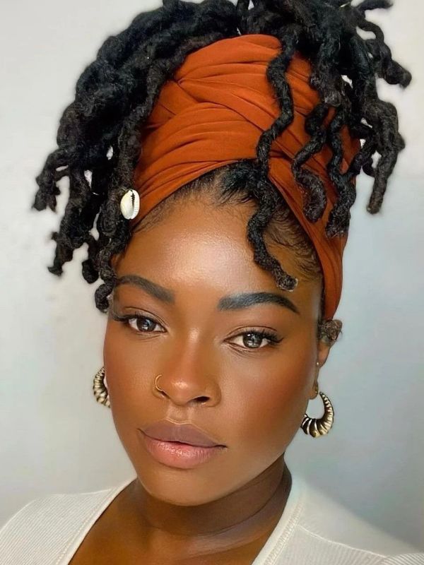 Locs-Styled-With-a-Headband-or-Scarf-as- Beautiful Loc Styles for Women