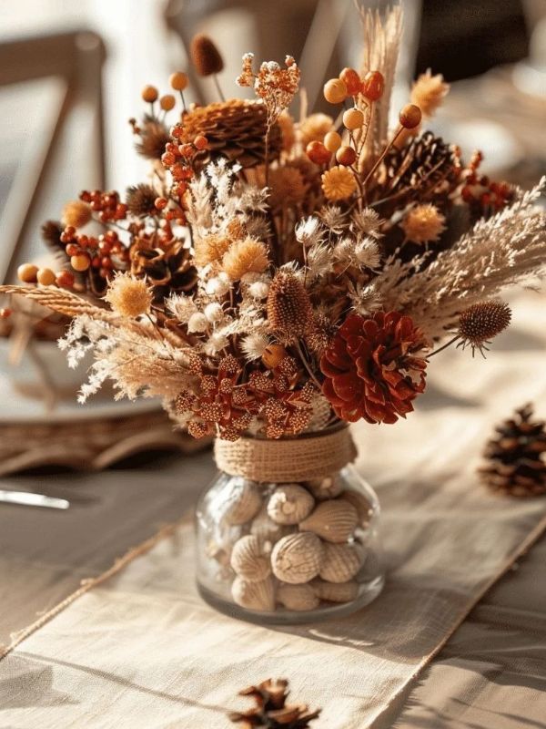 Image-of- Natural-Fall-Centerpiece-on-the-table