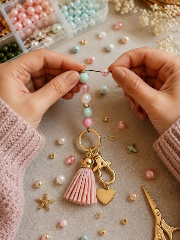 Image-of-a-lady-adding-beads-for-making-of-her-keychain